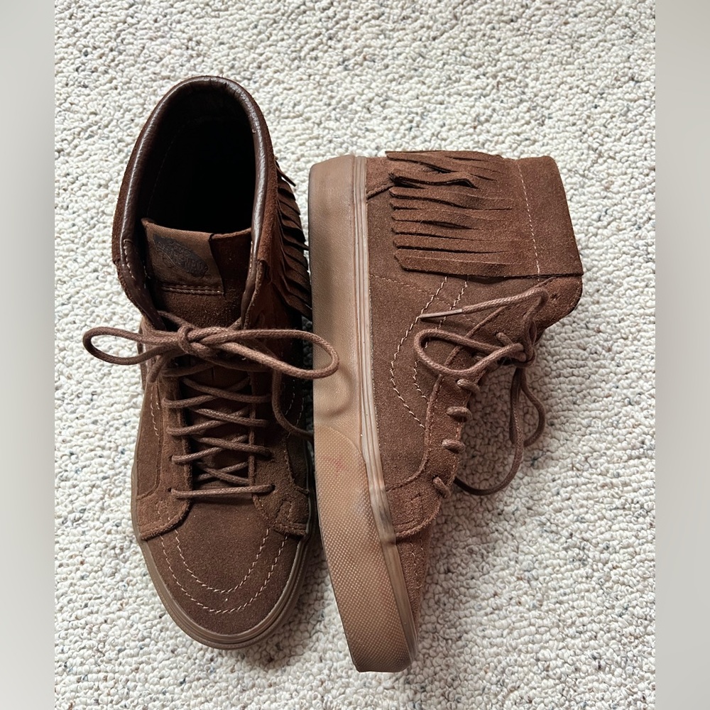 Vans Unisex Brown Suede Sneakers Skate Hi Top Men 7.0. Women 8.5